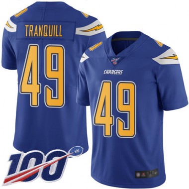 Los Angeles Chargers NFL Football Drue Tranquill Electric Blue Jersey Men Limited #49 100th Season Rush Vapor Untouchable->youth nfl jersey->Youth Jersey